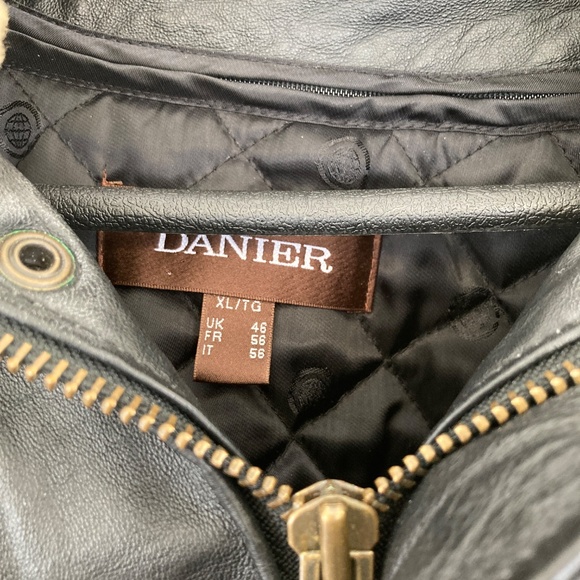 Danier Leather Bomber Jacket Black Men’s XL Shearling Collar - Picture 4 of 7